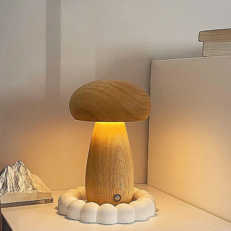 Veilleuse déco champignon en bois - Morille